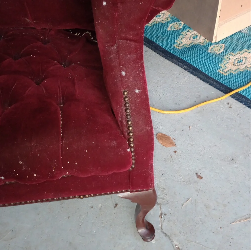 Red Tufted Velvet Furniture Cover